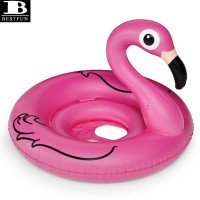 safety PVC inflatable pink flamingo baby swimming boat seat pool float durable plastic toddler swim tube floating