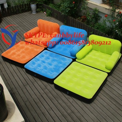 3 Different Color Bestway Multi-fuction Folding Inflatable Air Couch Flocked Inflatable Sofa Lounge Bed WIth Armhair