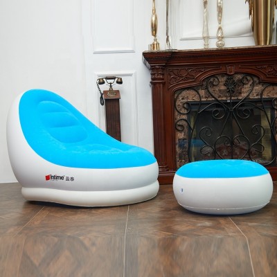 Living room bedroom furniture Type flocking inflatable lounge sofa bed with foot rest