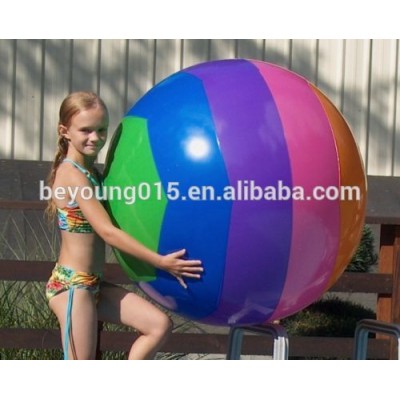 48" MULTI-COLOR Inflatable BEACH BALL Glossy Vinyl RAINBOW STRIPE Swim Pool Toy