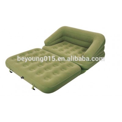 living room furniture double flocked pvc 5 in 1 multi-functional inflatable sofa bed