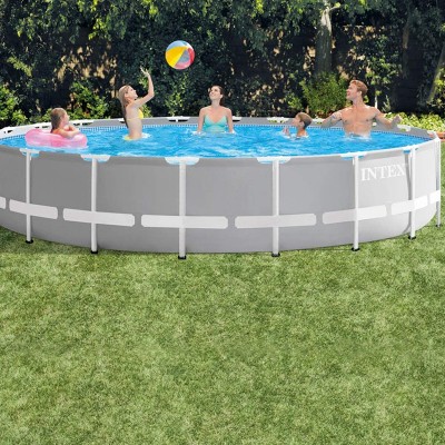 Largest Round Intex 20ft x 52in Metal Frame Above Ground Steel Swimming Pool With Filter Pump